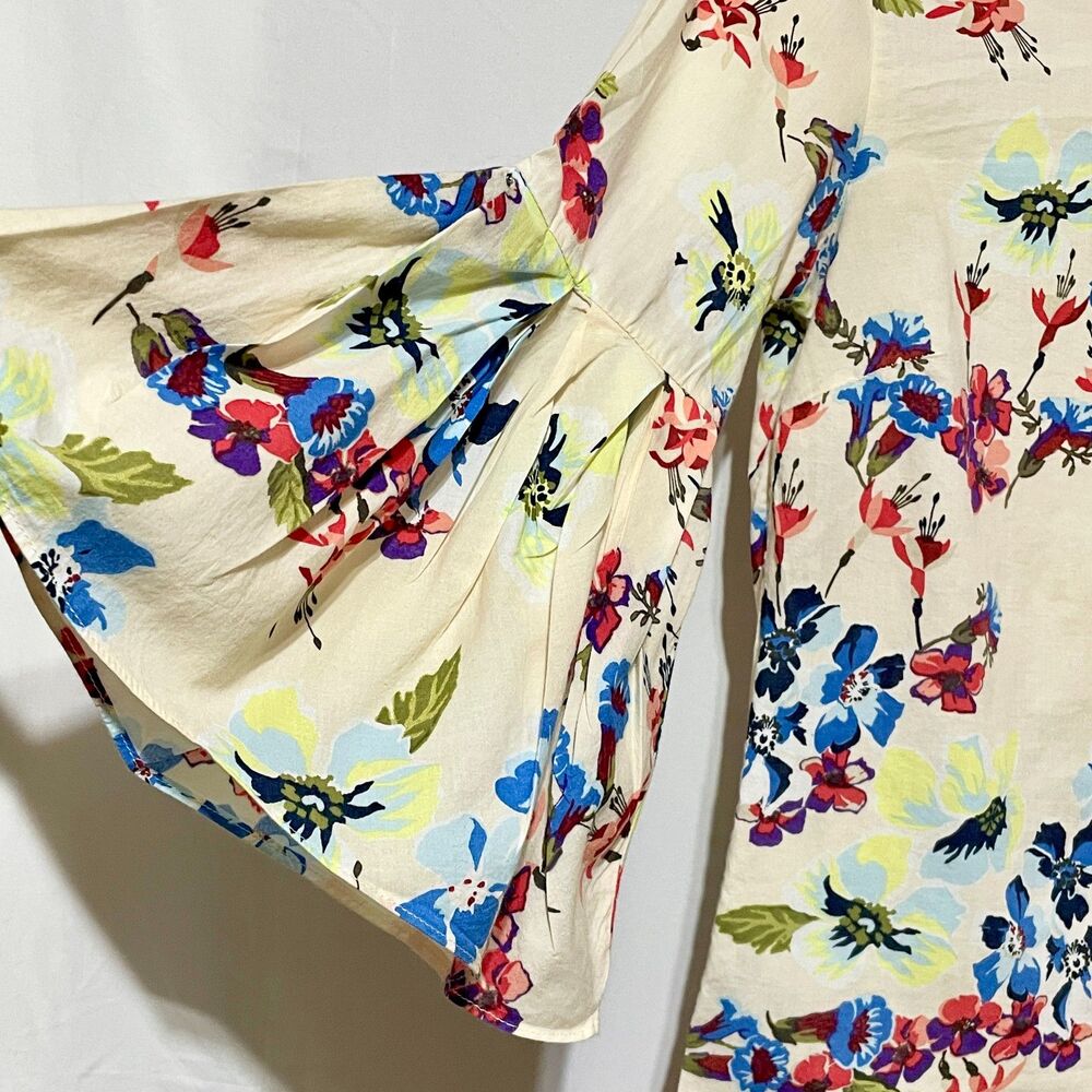 Jane and Delancey Floral Print Bell Sleeve Top Blouse - Picture 3 of 8